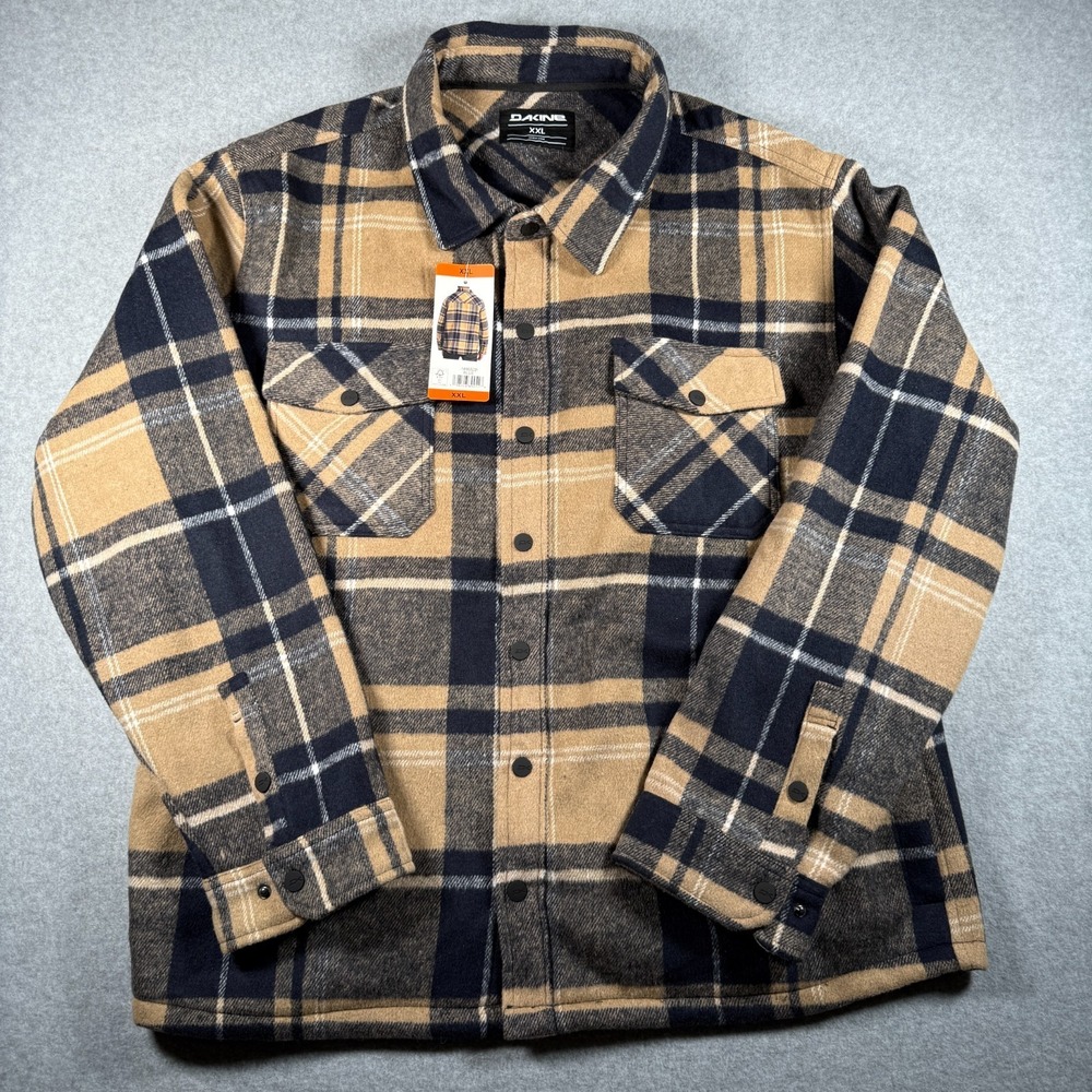 XXL NEW Dakine Shirt-Jac Shacket Chore Barn Snap Navy Plaid Flannel FreeShip